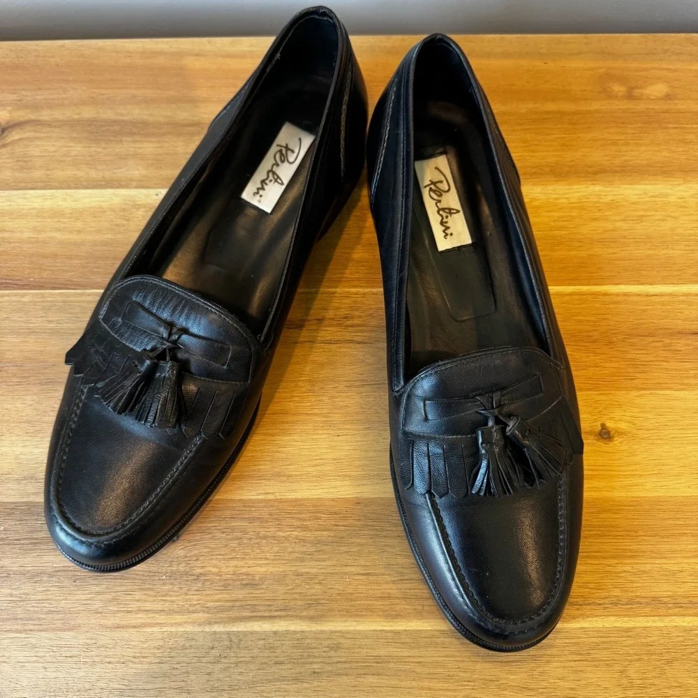 Pertini Men‎ 11 M Black Leather Tassel Loafers Kiltie Fringe Slip On Shoes Spain
